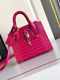 Louis vuitton original crocodile calfskin city steamer mini bag M95846 rose red