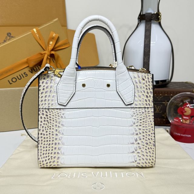 Louis vuitton original crocodile calfskin city steamer mini bag M95846 white&gold