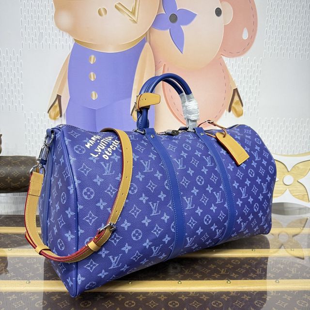 Louis vuitton original monogram canvas keepall 50 M26864 blue