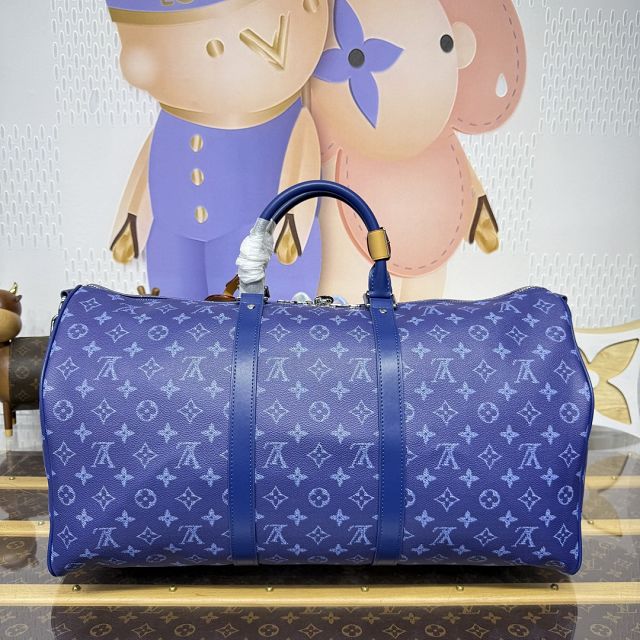 Louis vuitton original monogram canvas keepall 50 M26864 blue