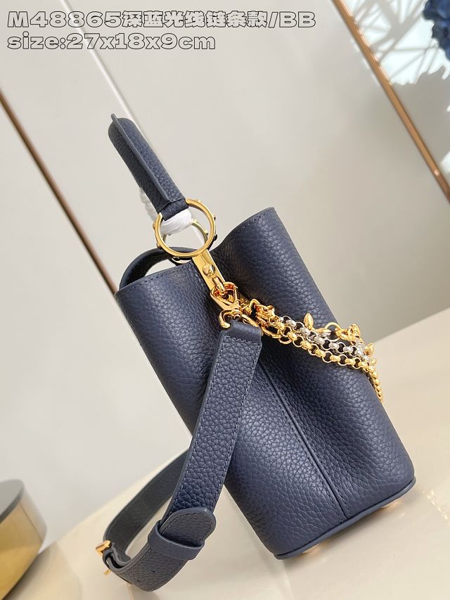 Louis vuitton original calfskin capucines BB handbag M26814 blue