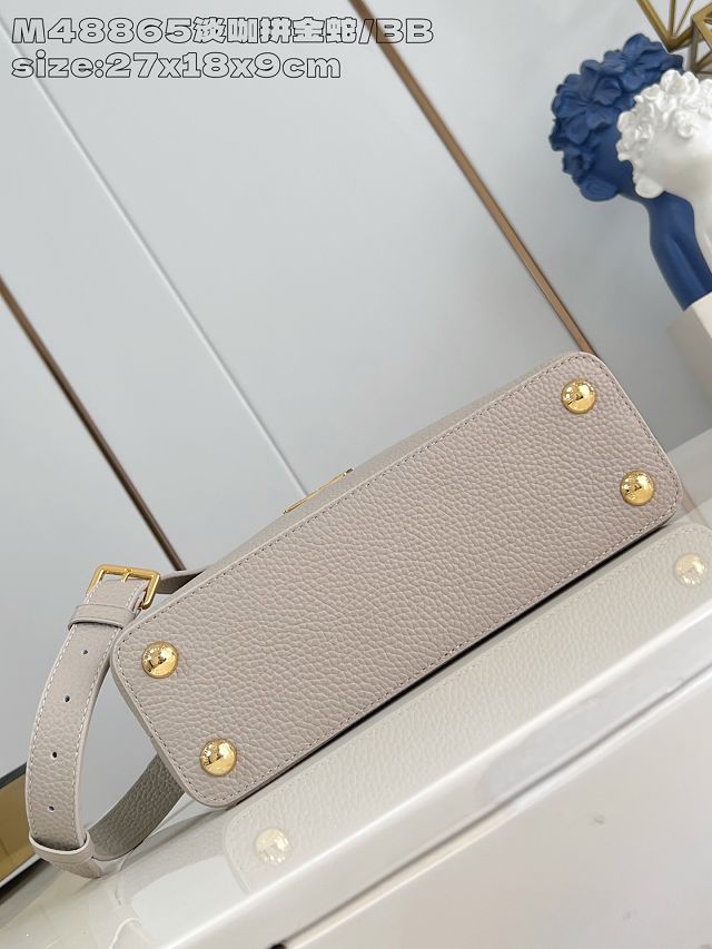 Louis vuitton original calfskin capucines BB handbag N89369 grey