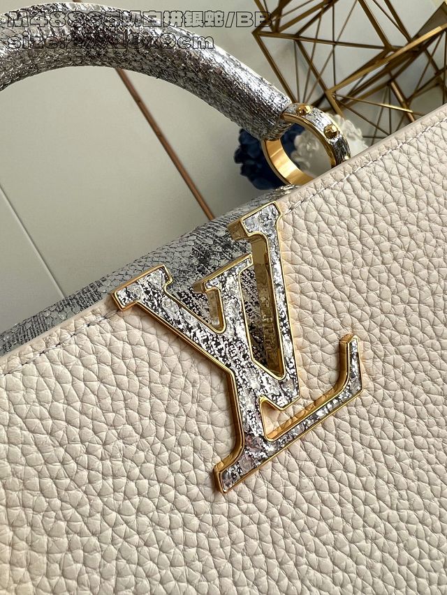 Louis vuitton original calfskin capucines BB handbag N89369 white