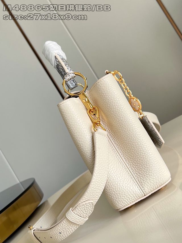 Louis vuitton original calfskin capucines BB handbag N89369 white