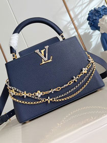 Louis vuitton original calfskin capucines MM handbag M27035 blue
