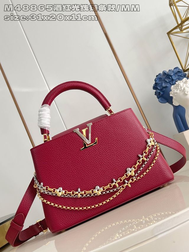 Louis vuitton original calfskin capucines MM handbag M27035 wine