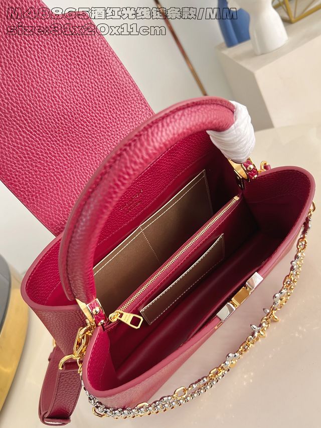 Louis vuitton original calfskin capucines MM handbag M27035 wine