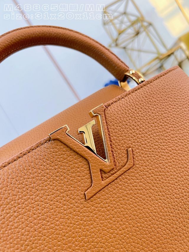 Louis vuitton original calfskin capucines MM handbag M59227 caramel