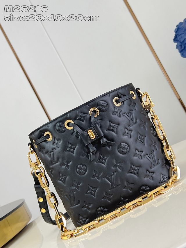 Louis vuitton original calfskin coussin bucket M26216 black