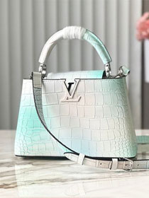Louis vuitton original crocodile calfskin capucines BB handbag N93163 white&blue