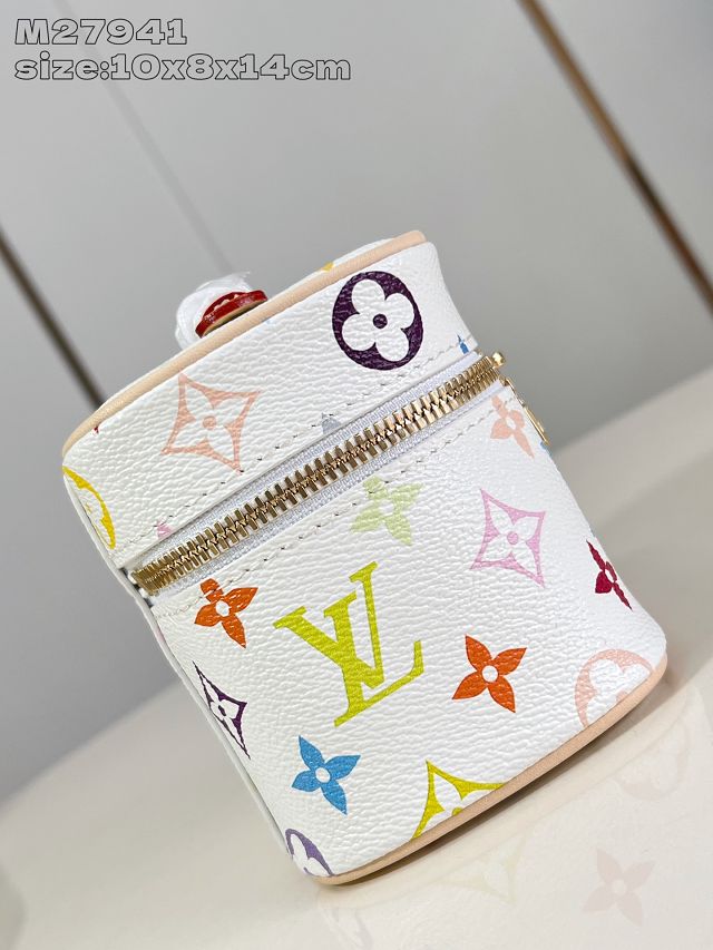 Louis vuitton original monogram multicolor nano nice cosmetic case M27941 white