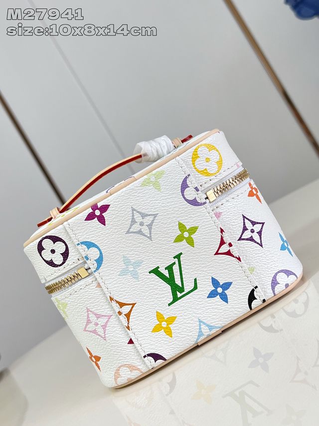 Louis vuitton original monogram multicolor nano nice cosmetic case M27941 white