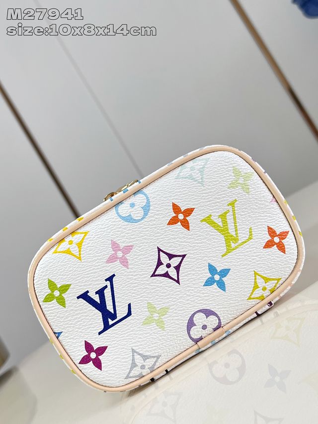 Louis vuitton original monogram multicolor nano nice cosmetic case M27941 white