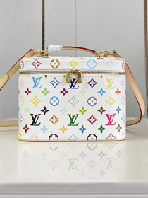 Louis vuitton original monogram multicolor nice BB cosmetic case M28340 white