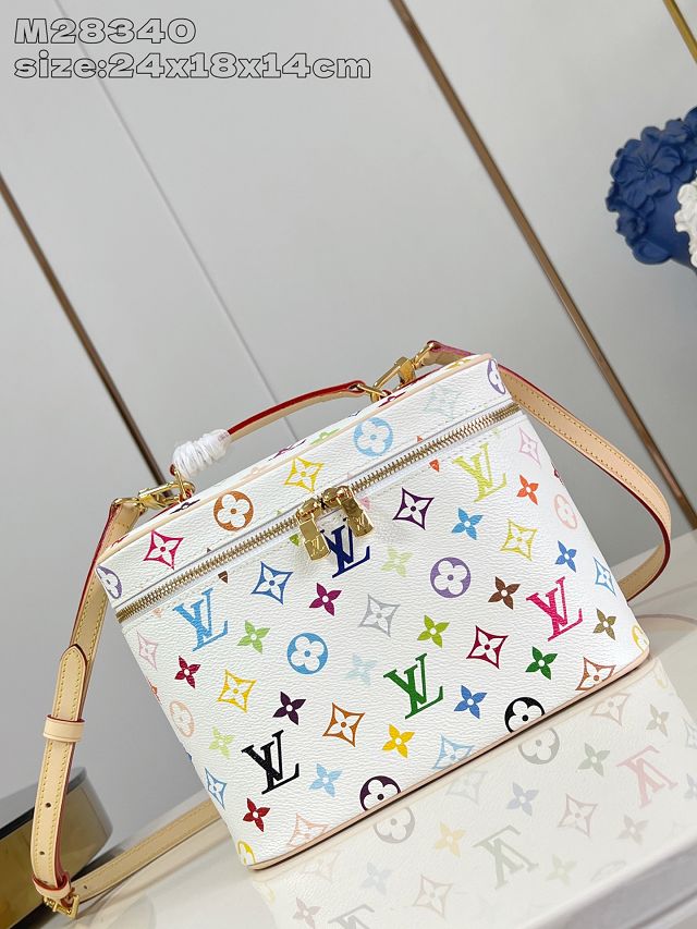 Louis vuitton original monogram multicolor nice BB cosmetic case M28340 white