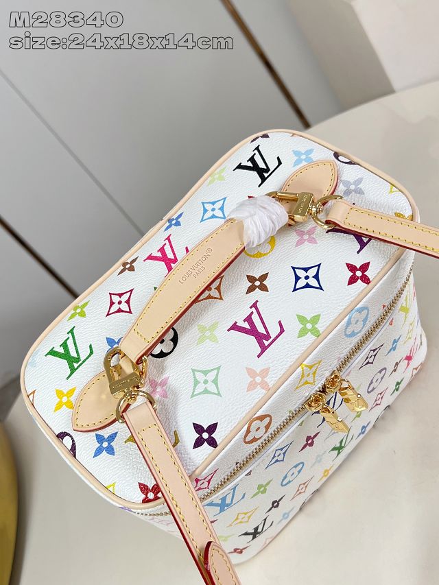 Louis vuitton original monogram multicolor nice BB cosmetic case M28340 white