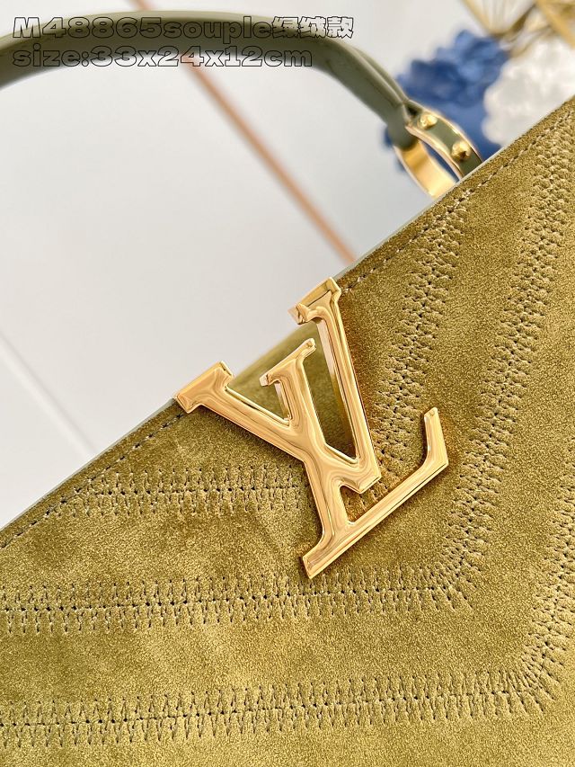 Louis vuitton original suede calfskin capucines MM souple M25485 green