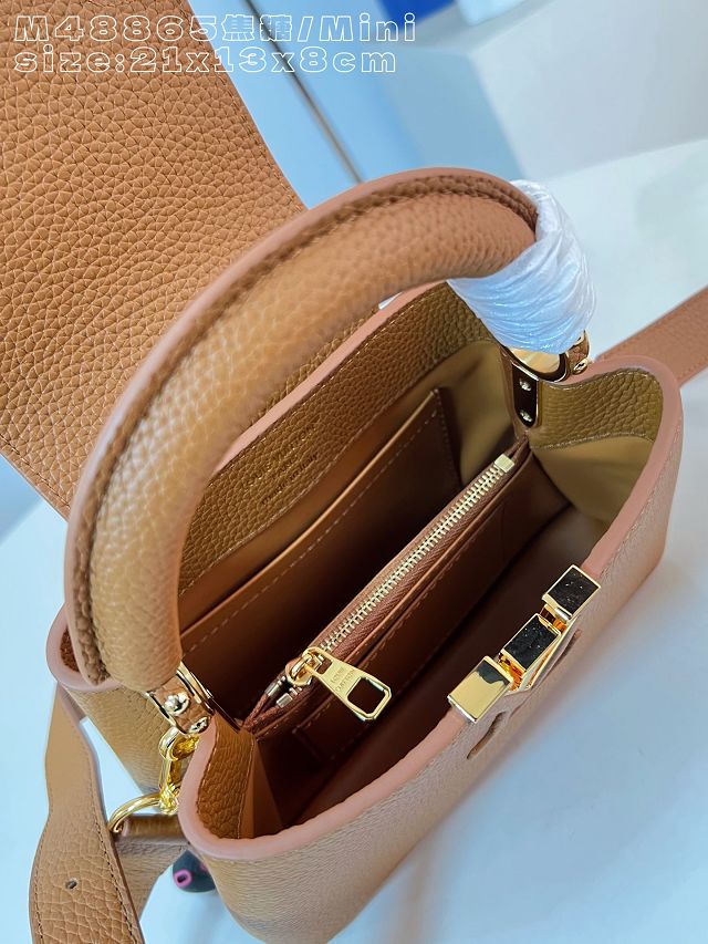 Louis vuitton original calfskin capucines mini handbag M22606 caramel