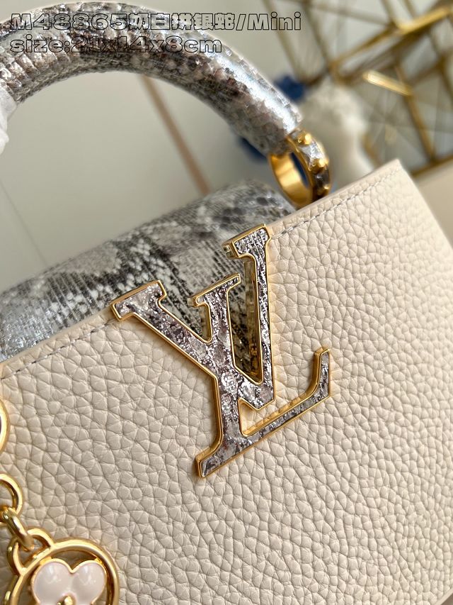 Louis vuitton original calfskin capucines mini handbag N85517 creme