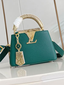 Louis vuitton original calfskin capucines mini handbag N85517 green