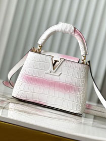 Louis vuitton original crocodile calfskin capucines mini handbag N93161 white&pink