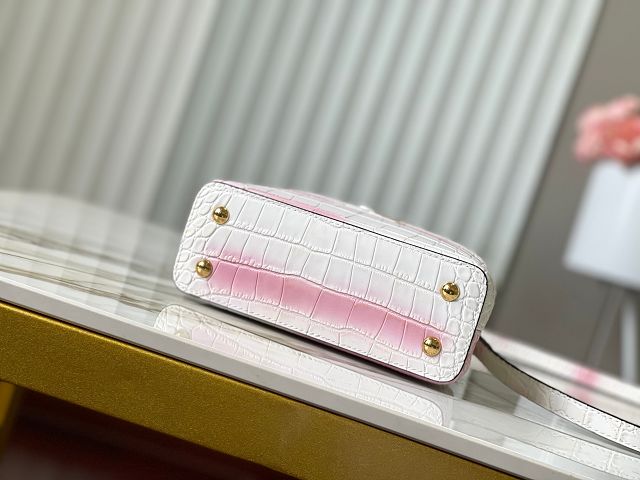 Louis vuitton original crocodile calfskin capucines mini handbag N93161 white&pink