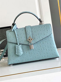 Louis vuitton original ostrich calfskin rose des vents pm handbag m86012 light blue