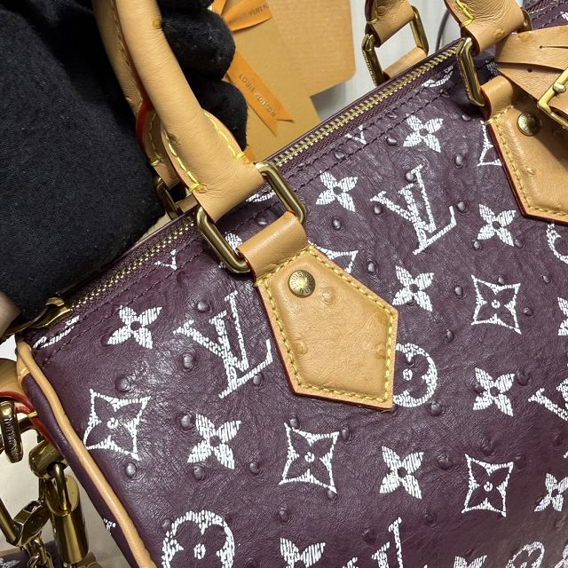 Louis vuitton original ostrich calfskin speedy P9 25 N13912 burgundy