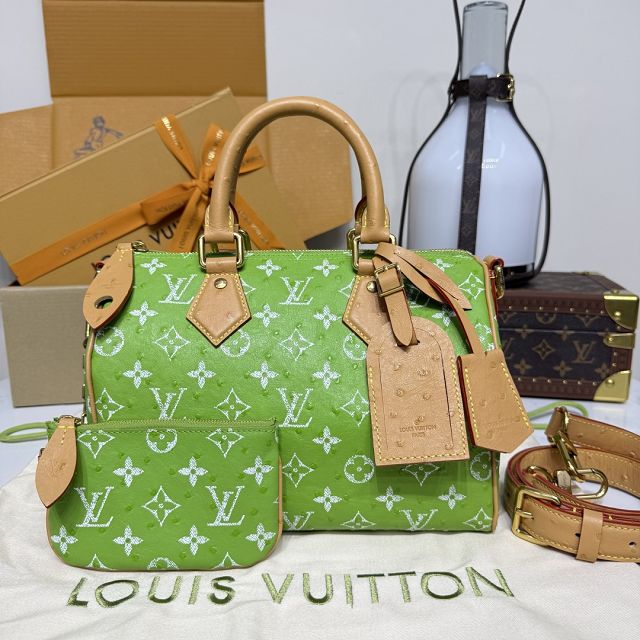 Louis vuitton original ostrich calfskin speedy P9 25 N13912 green