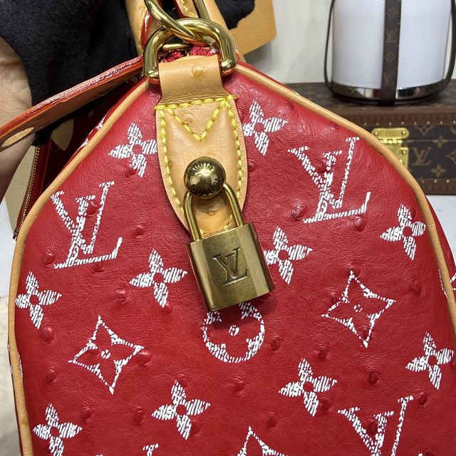 Louis vuitton original ostrich calfskin speedy P9 25 N13912 red