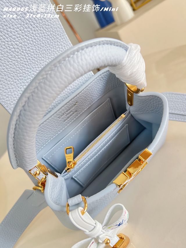 Louis vuitton original calfskin capucines mini handbag M14101 light blue