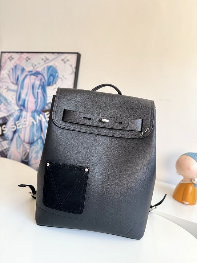 Louis vuitton original calfskin steamer backpack M27063 black