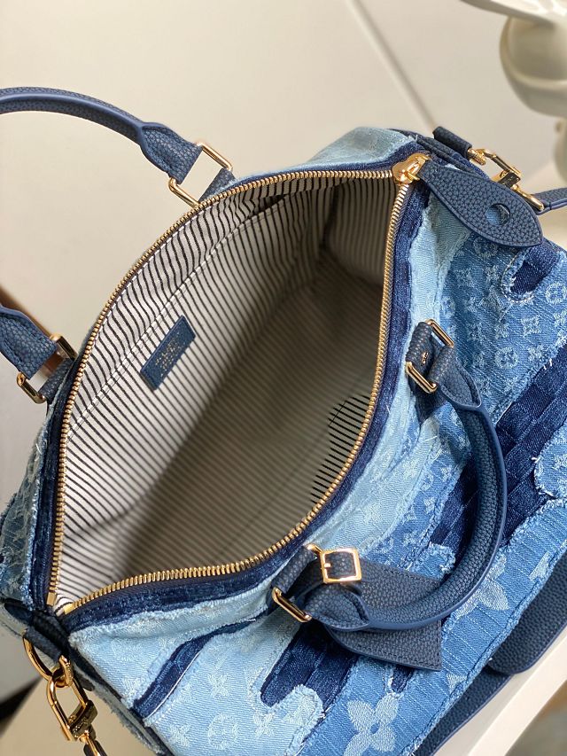 Louis vuitton original denim sac speedy 40 M15277 blue