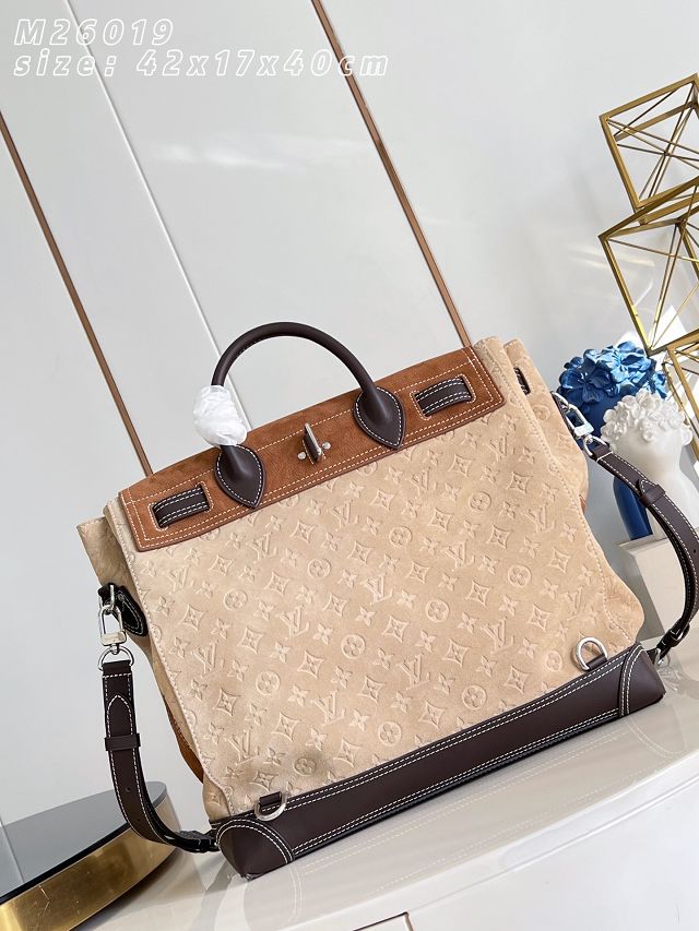 Louis vuitton original suede steamer 40 handbag M26019 tan