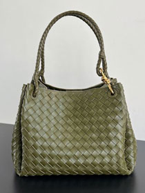 BV original lambskin large parachute shoulder bag 796571 olive