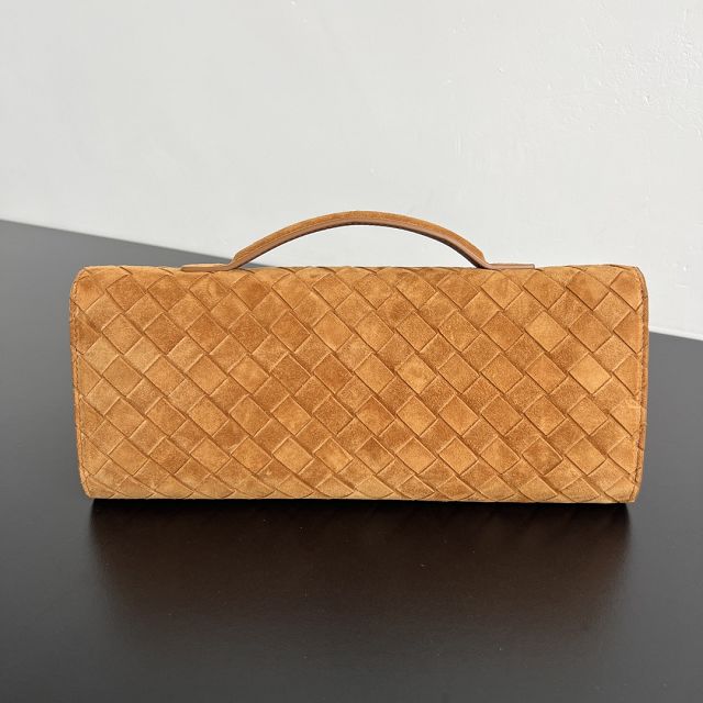 BV original suede calfskin andiamo long clutch 741511 amber