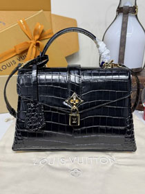 Louis vuitton original crocodile calfskin rose des vents pm handbag N84714 black