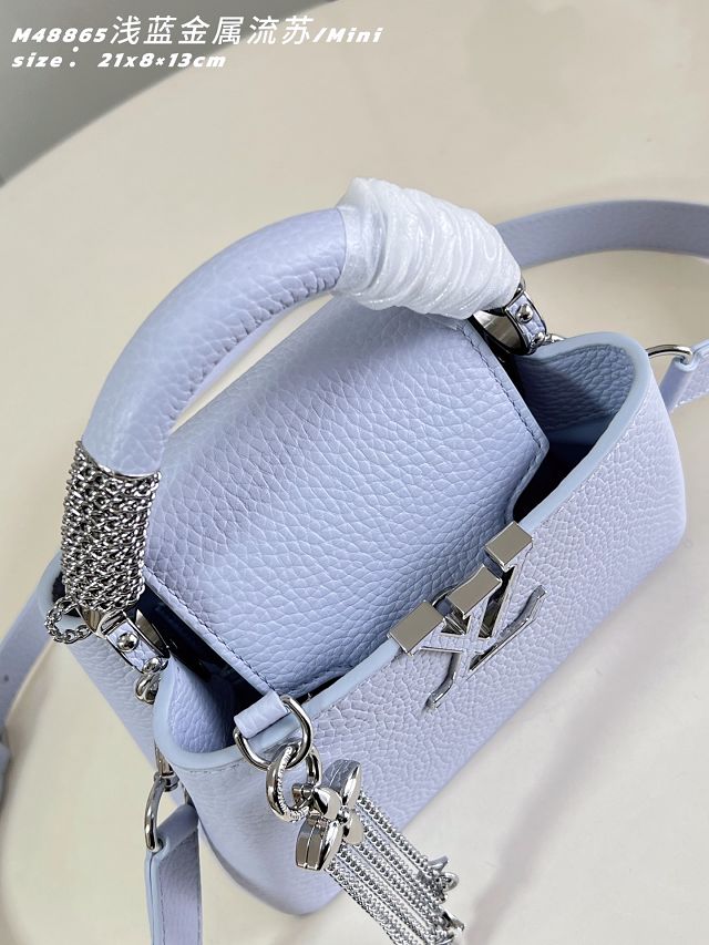 Louis vuitton original calfskin capucines mini M26328 light blue