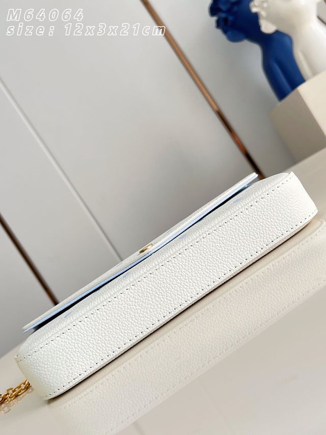 Louis vuitton original calfskin felicie pochette M28127 milky&blue