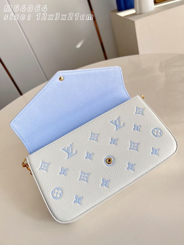 Louis vuitton original calfskin felicie pochette M28127 milky&blue