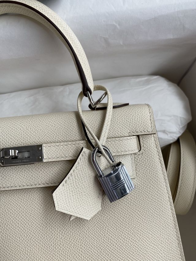 Hermes original epsom leather kelly 28 bag K28-2 nata