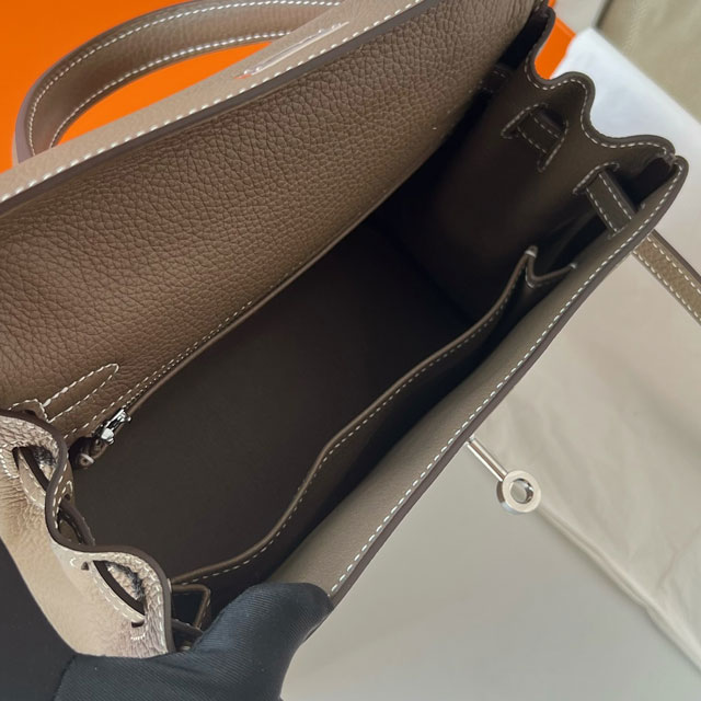 Hermes original togo leather kelly 28 bag K28  grey etoupe