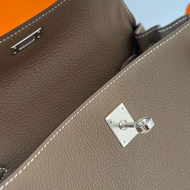 Hermes original togo leather kelly 28 bag K28  grey etoupe