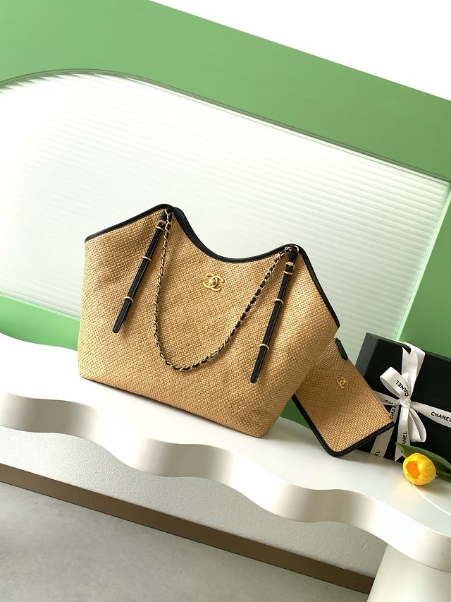 CC original raffia maxi shopping bag AS5463 beige