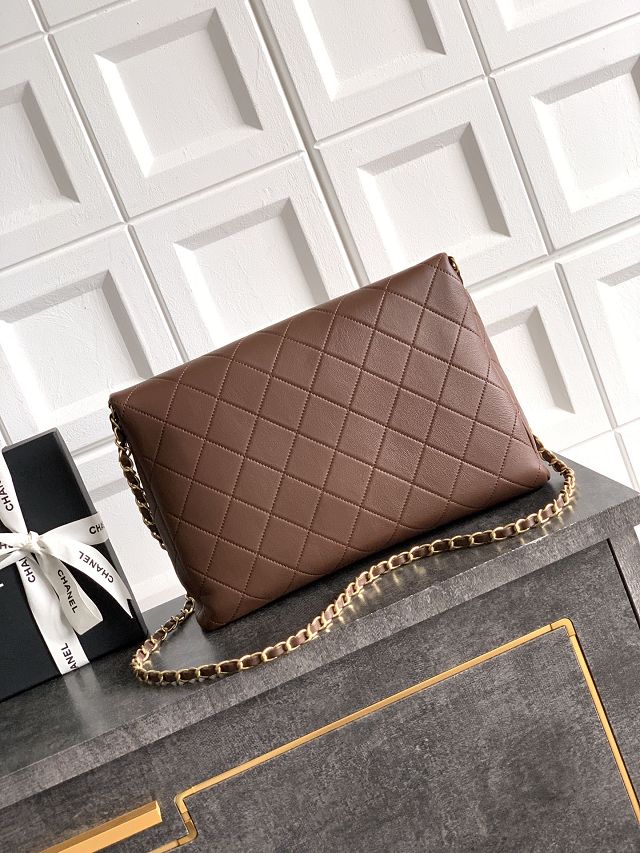 CC original calfskin large handbag AS5936 dark brown