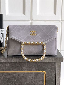 CC original suede calfskin small handbag AS5895 grey