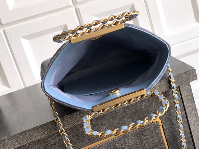 CC original suede calfskin small handbag AS5895 light blue