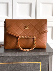 CC original calfskin medium handbag AS5896 brown