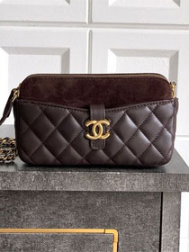 CC original suede&lambskin vanity with chain AP4670 dark brown