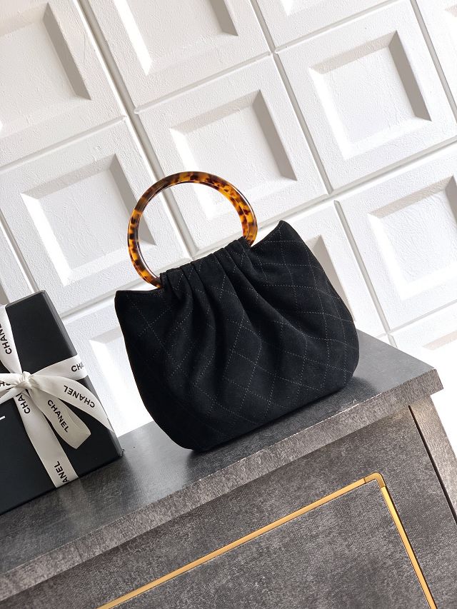 CC original suede calfskin small hobo bag AS6022 black